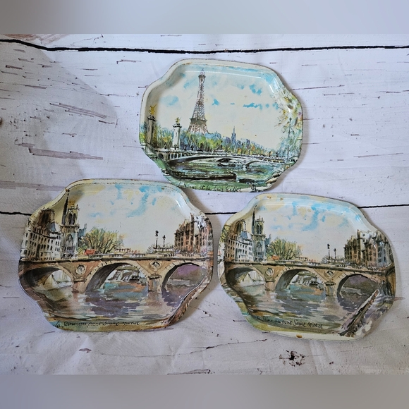 Vintage Set of 3 Elite Metal Trays - Picture 1 of 7